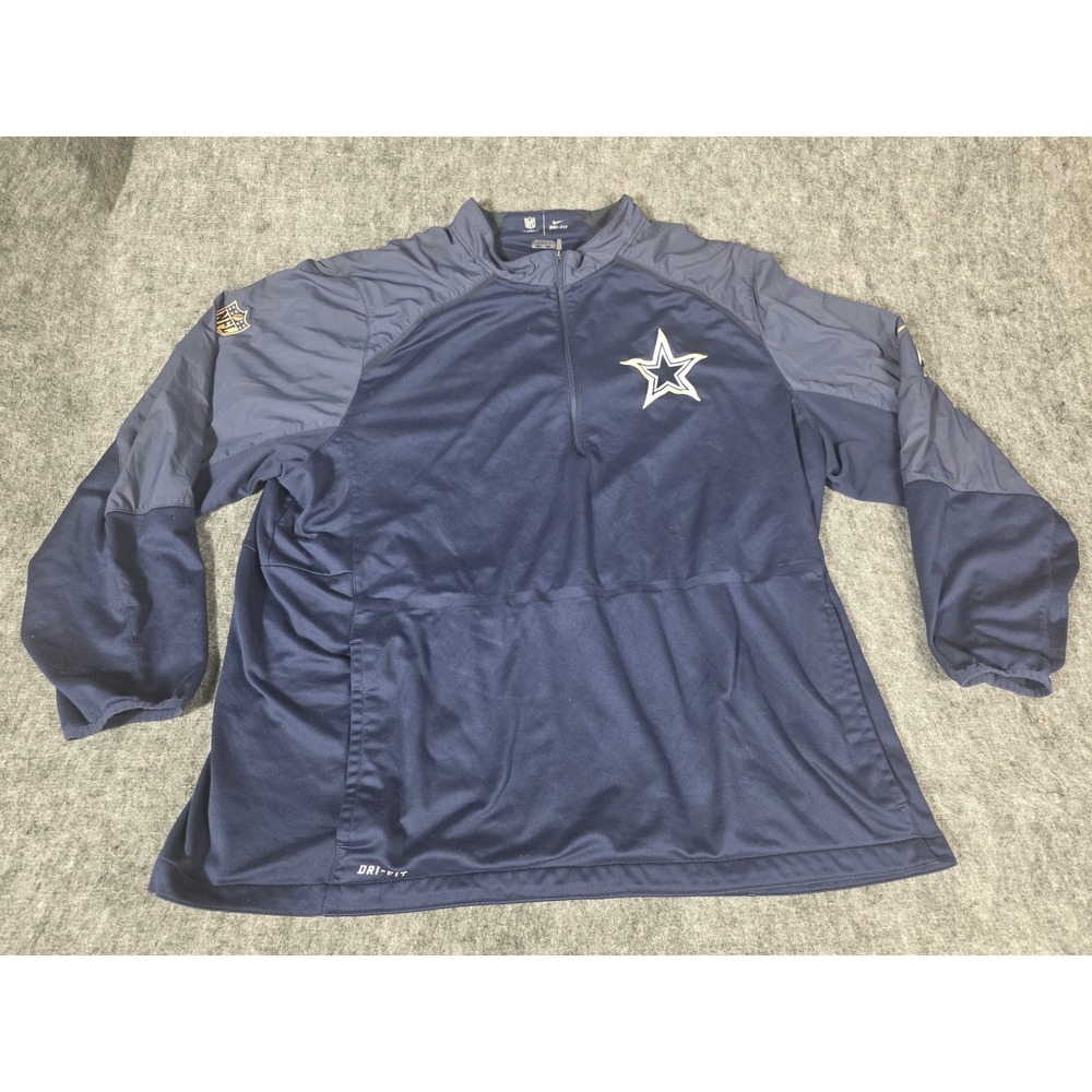 Nike Dallas Cowboys On Field Dri-FIT 1/4 Zip Pullover Jacket Men 2XL Blue 655579
